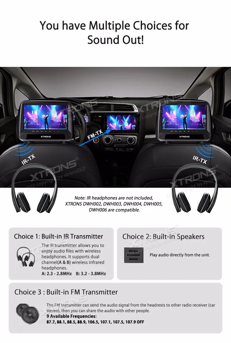 Top 2x9" Headrest Car DVD Car Headrest DVD Headrest Car Monitor DVD with Buit-in HDMI Port & Detachable Zipper Cover Design 10
