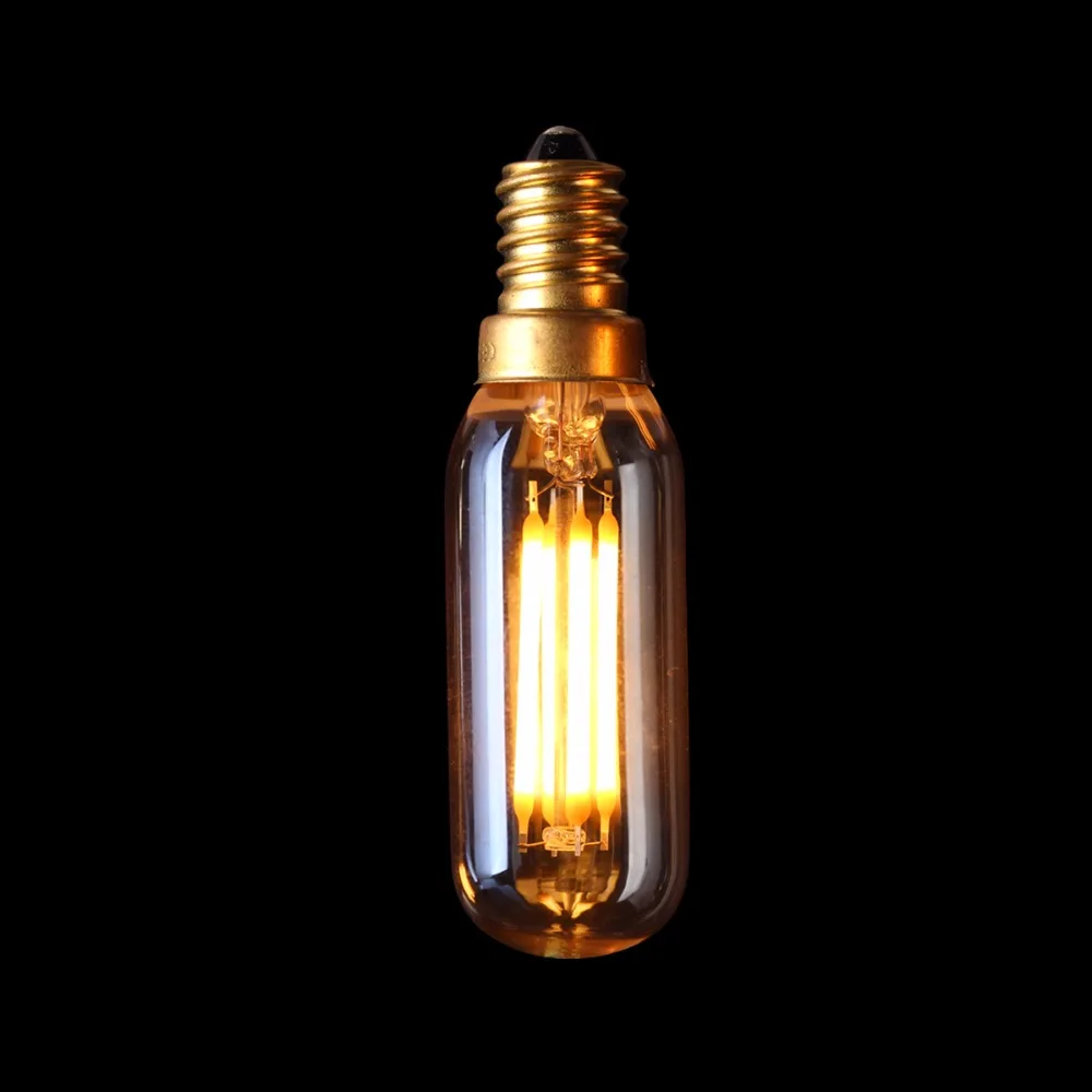 T25 Tubular Style,Gold Tint,4W,Retro LED Filament Bulb,Super warm 2200K,E12 E14 Base,Decorative