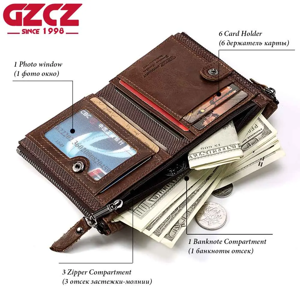 Кошелек GZCZ из натуральной кожи мужской короткий кошелек маленький винтажный