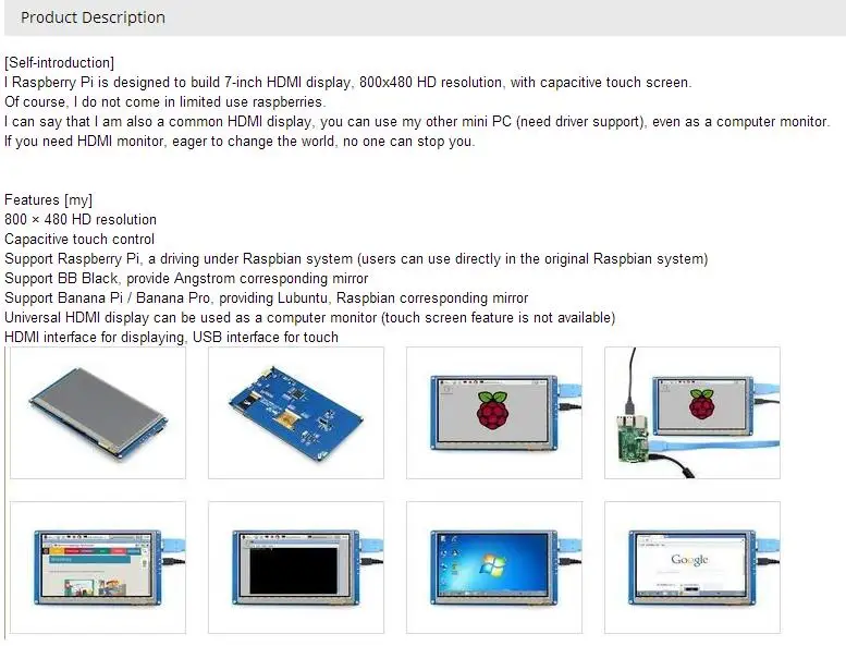 7 дюймов Raspberry pi сенсорный экран 800*480 7 дюймов емкостный сенсорный экран ЖК-дисплей, интерфейс HDMI поддерживает различные системы для arduino