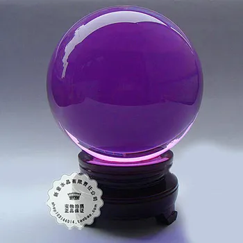 

80mm Purple crystal ball decoration feng shui ball handicrafts Zhaocai ornaments +lampstand