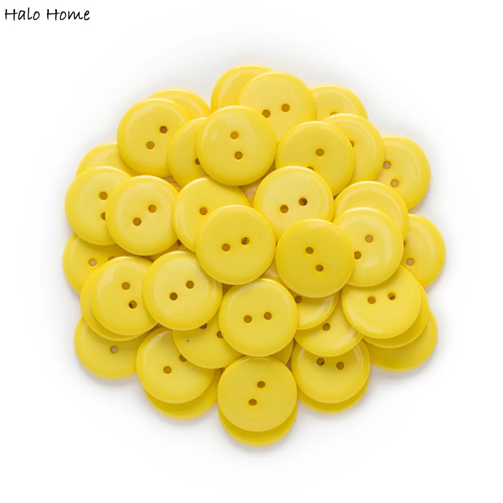Classic 30pcs 2 Hole Yellow Resin Buttons Sewing Scrapbooking Clothing