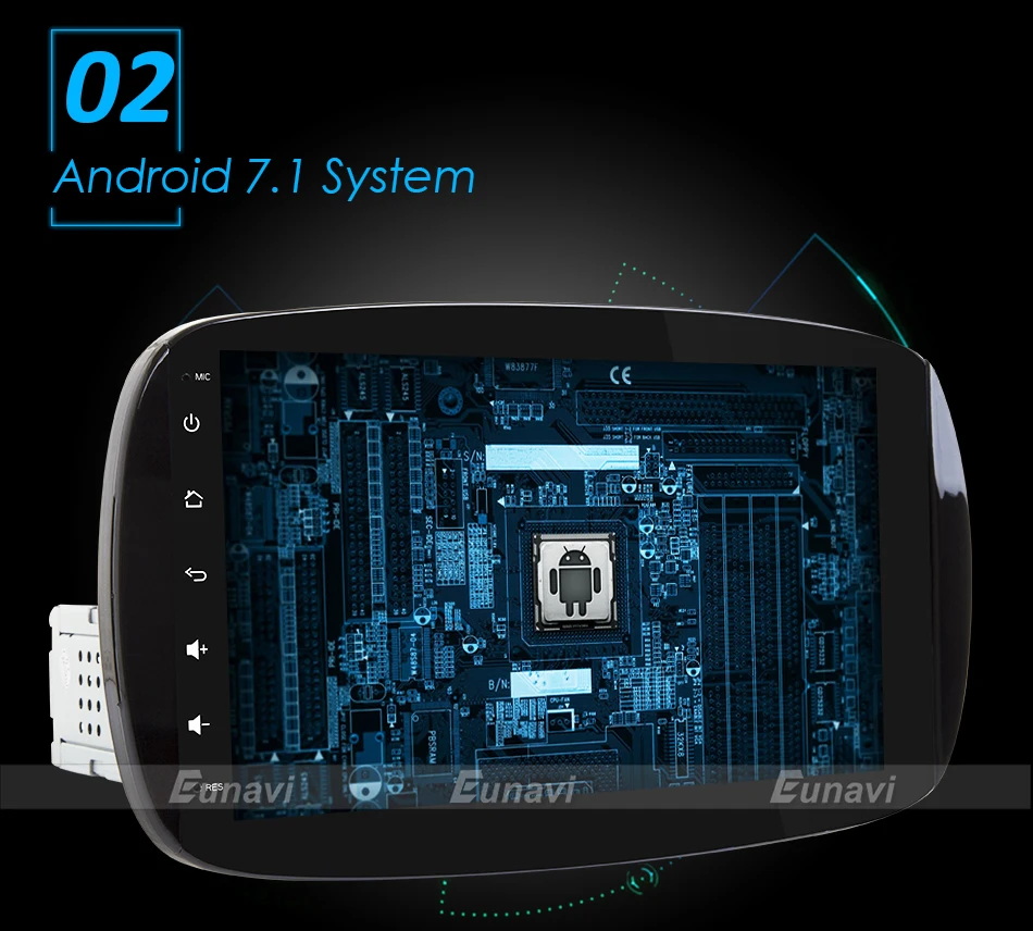 Flash Deal Eunavi Single 1 Din Android 7.1 Car radio stereo 2G RAM Autoradio GPS Navigation for Mercedes-Benz smart Quad core Stereo Video 3