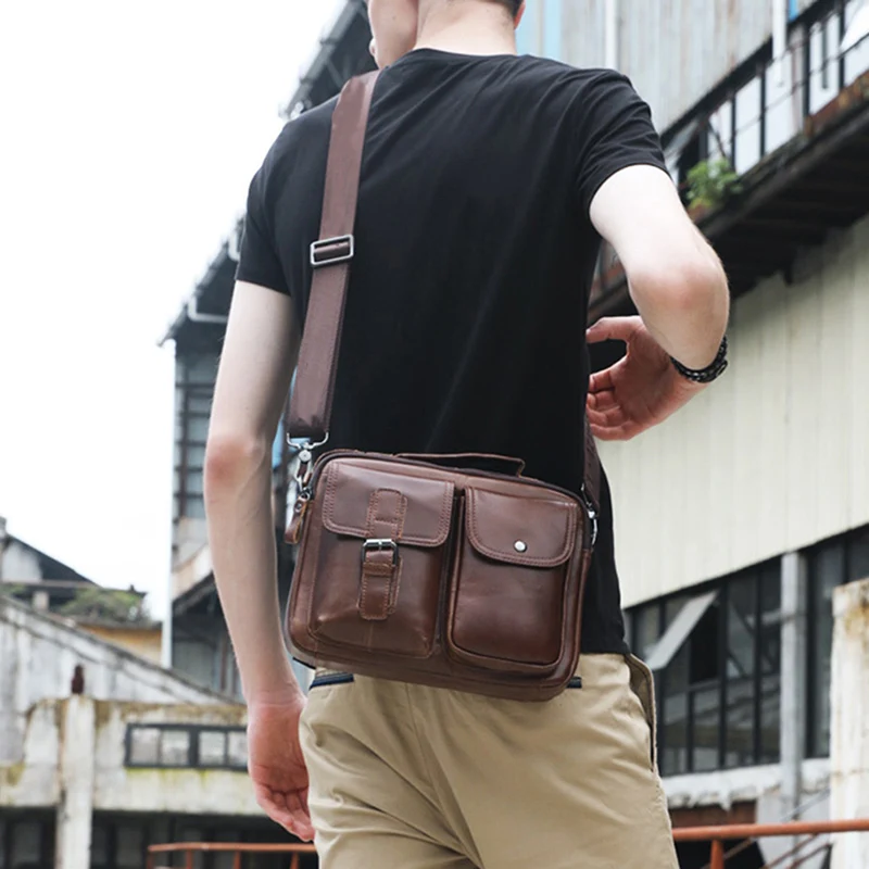 Tanie Znane marki prawdziwej skóry mężczyzna torba na co dzień biznes mężczyźni Messenger na ramię torba w stylu Vintage męska Crossbody torby bolsas mężczyzna