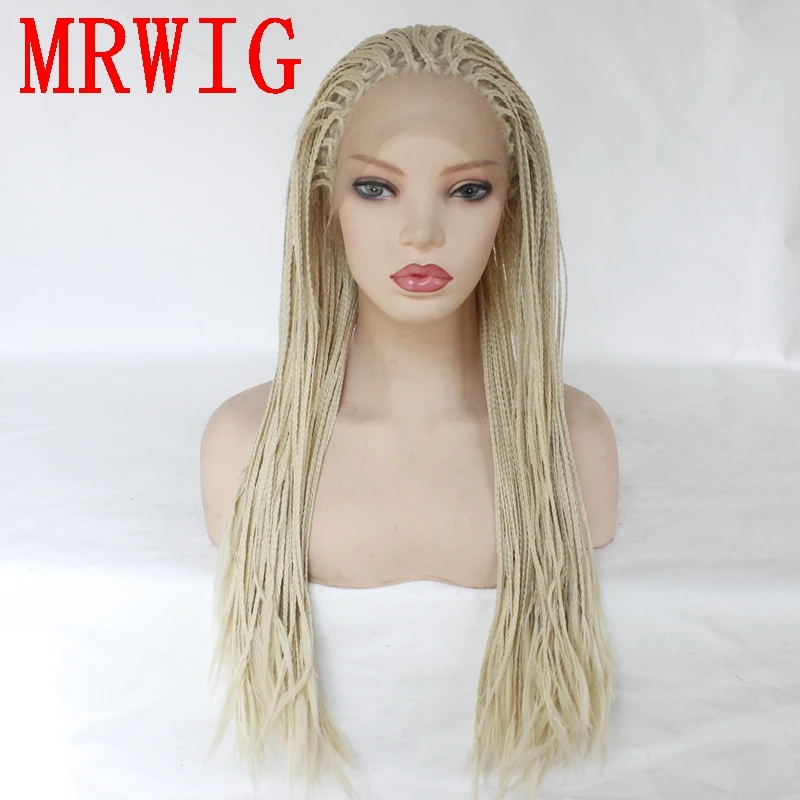 

MRWIG #613 26in Braided Bx Braids Wig Synthetic Lace Front Wig Glueless Heat Resistant Fiber Free Part