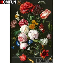 HOMFUN-pintura de diamante 5D DIY, bordado de paisaje de flores, imágenes de diamantes de imitación, Kit de punto de cruz, artesanía de diamante A12552