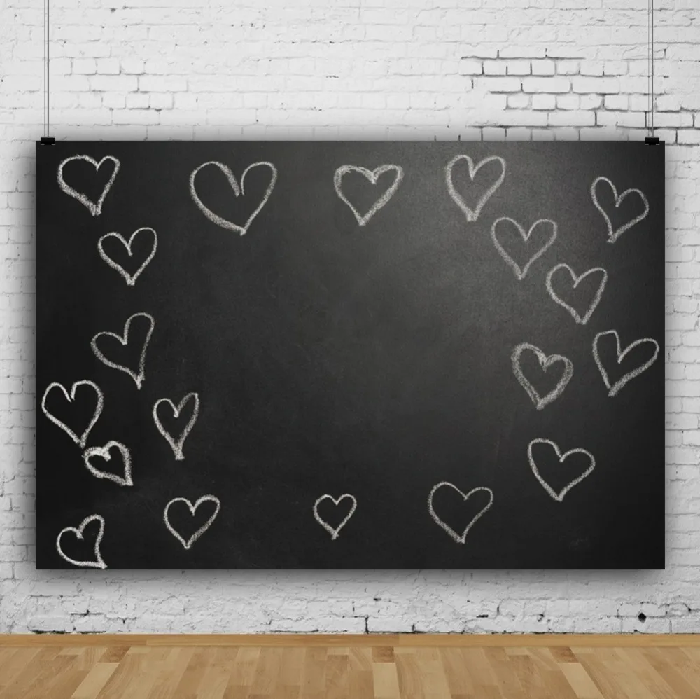 Laeacco Chalkboard Wall Chalk Heart Baby Children Portrait Scene Photography Backgrounds Photographic Backdrops For Photo Studio