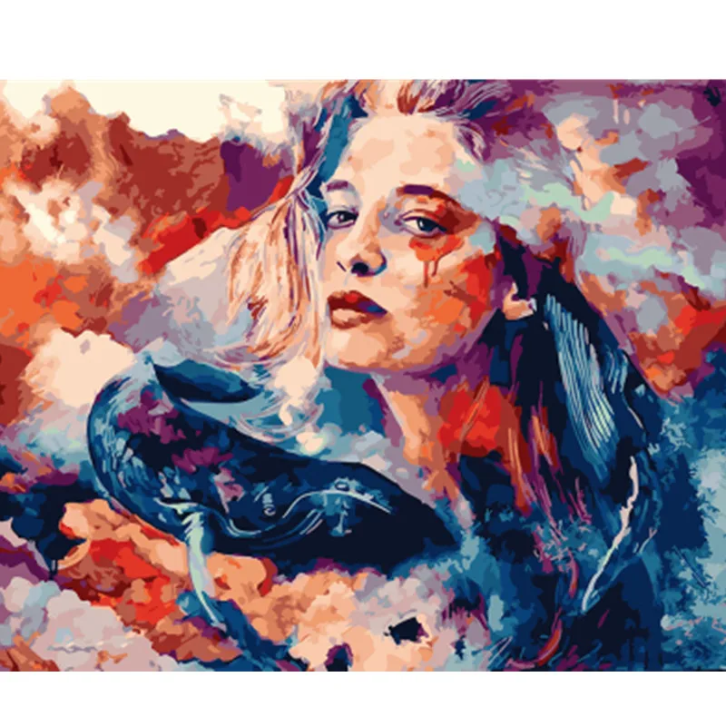 

DRAWJOY Framed Picture Beauty Lady DIY Painting By Numbers Colorful Picture Home Decor For Living Room Hand Unique Gifts GX23348