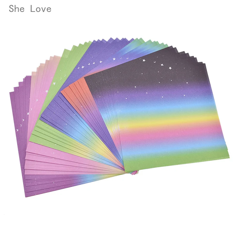 Она любит 48 листов разноцветные градиенты цветная Радуга оригами Бумага