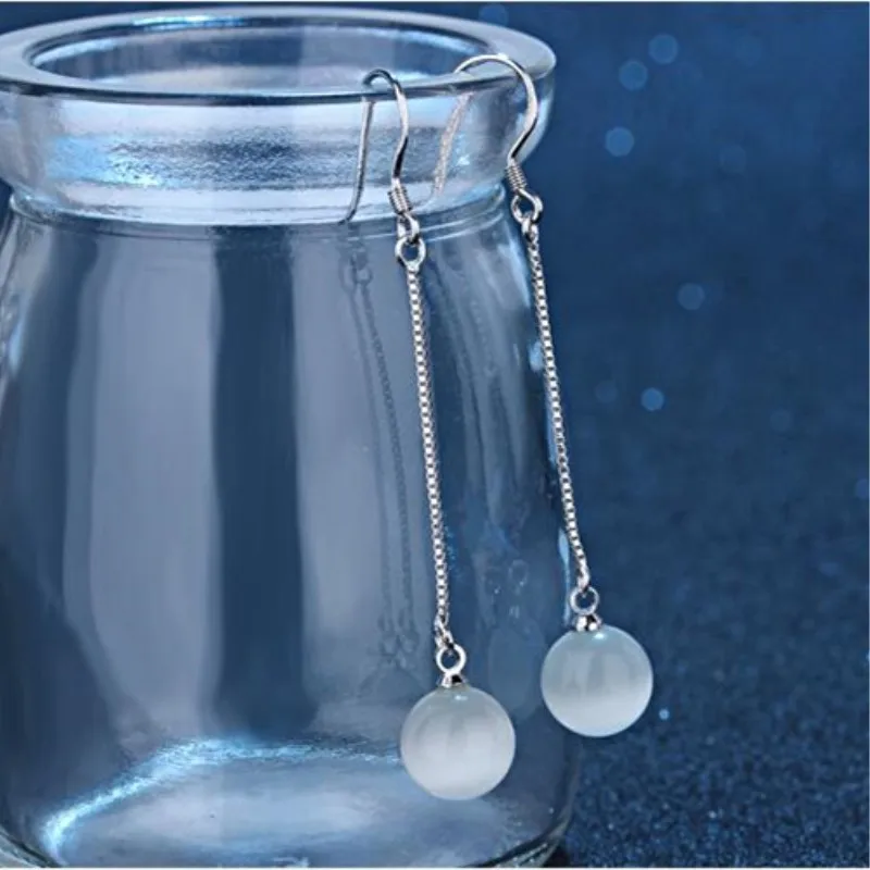 

New Arrival High-quality 925 Sterling Silver Jewelry Simple Opal Hypoallergenic Crystal Temperament Dangle Earrings SE302