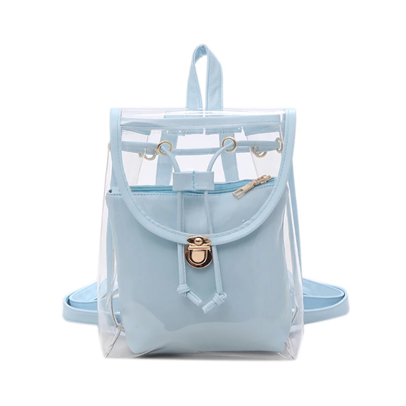 

Foikvoon Backpacks for School Teenagers Girls PVC Transparent Woman Backpacks Leather Bag Casual Wild Bags for Women 2019