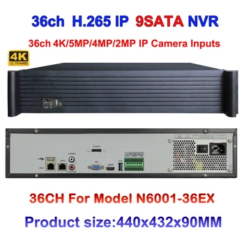 

2U CCTV NVR H.265/H.264 36CH 4K/5MP/3MP/2MP/960P/720P 9HDD Interface Support 4Ch Alarm Input 1080P Playback Onvif P2P APP