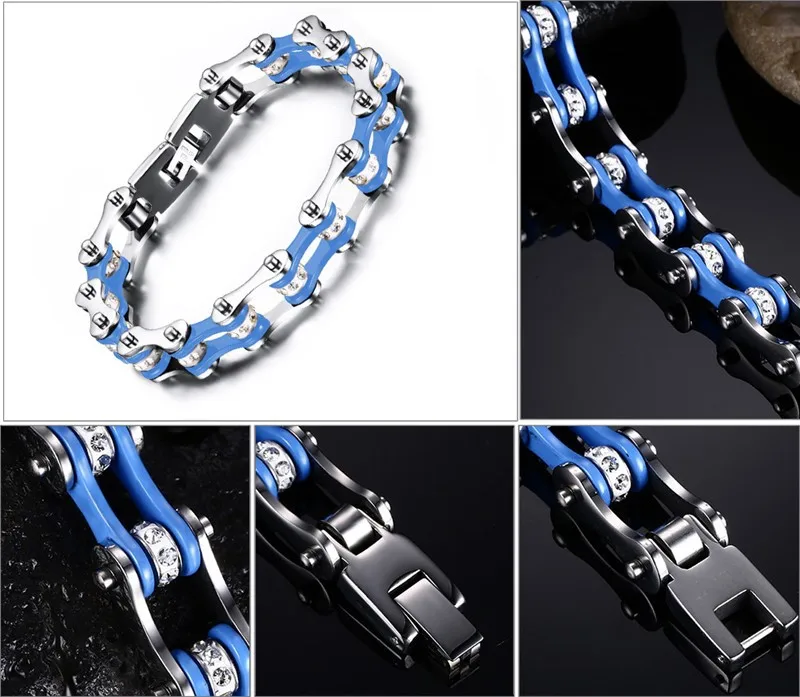 TB1 for K The new jewelry Bicycle chain bracelet The blue and white bracelet men's titanium steel bracelet