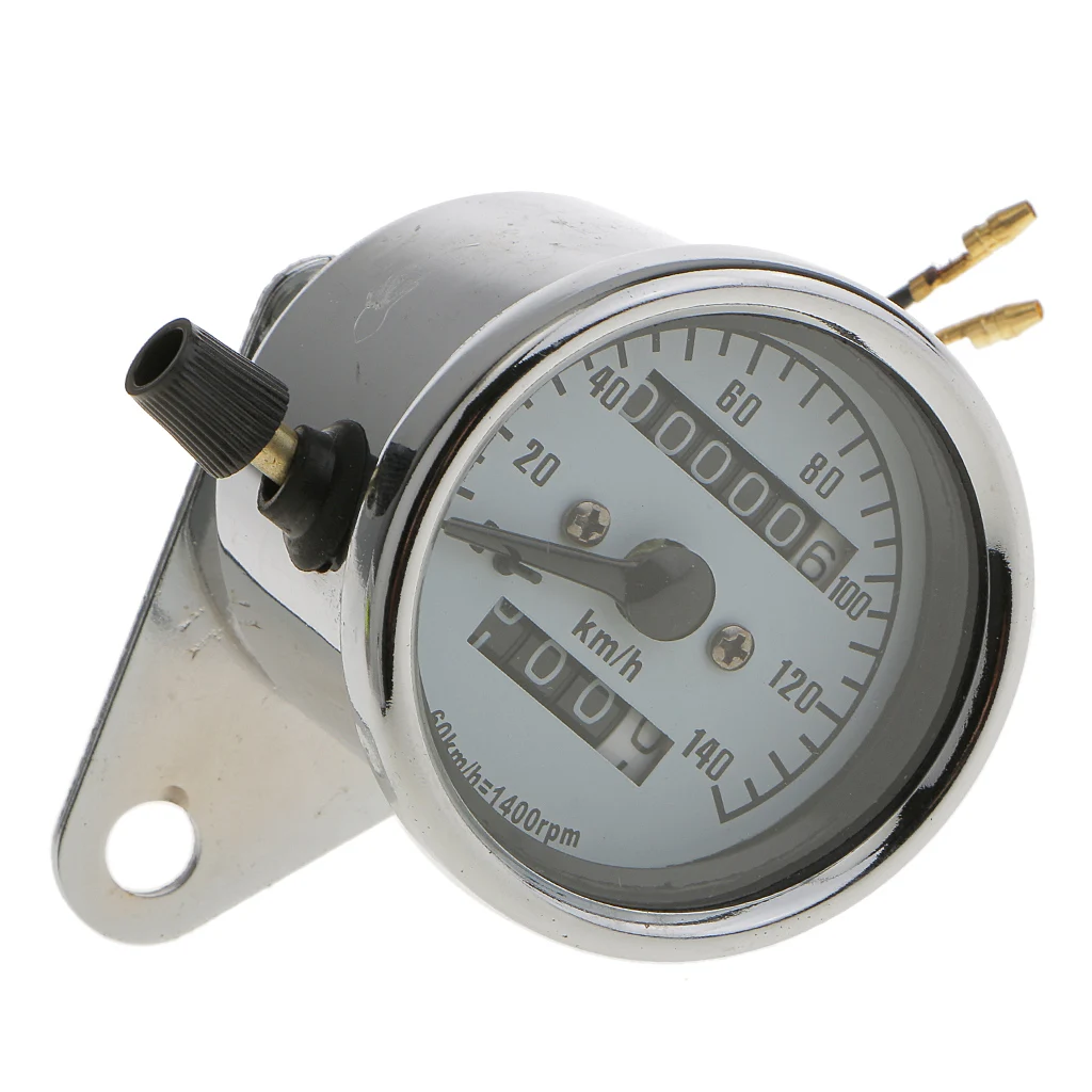 Universal 12V Motorcycle Dual Odometer Speedometer KMH Guage Digital Silver Lightweight Portable Circle Design