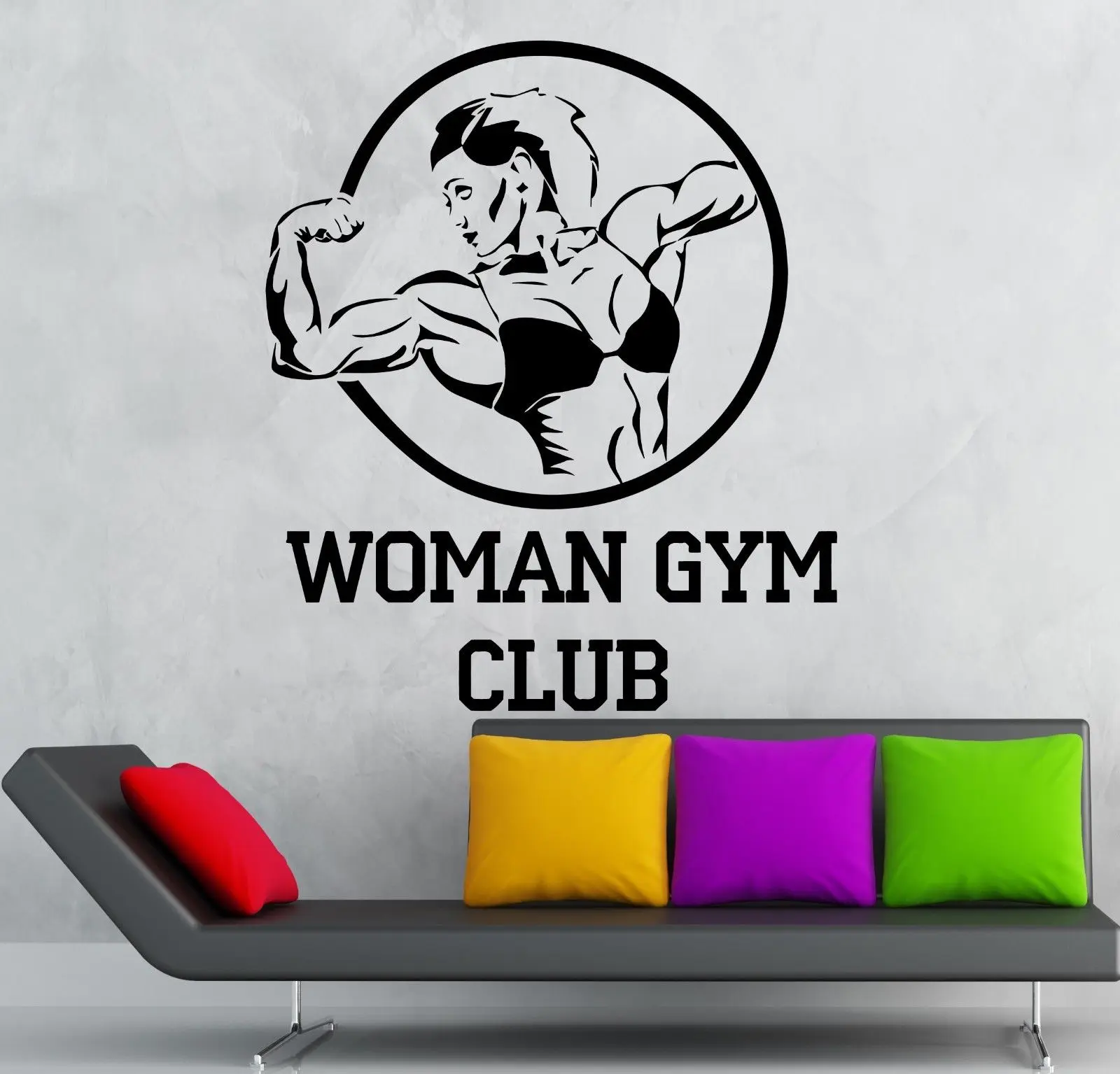 HWHD 2016 new Woman Gym Club Vinyl Decal Sport Bodybuilding Fitness Wall Stickers free shipping