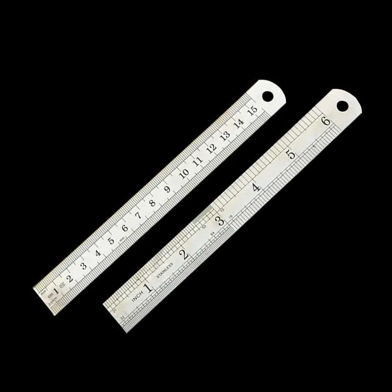 

1 PC 15cm 6 Inch Stainless Steel Metal Straight Ruler Precision Double Sided Learning Office Stationery Drafting Supplies