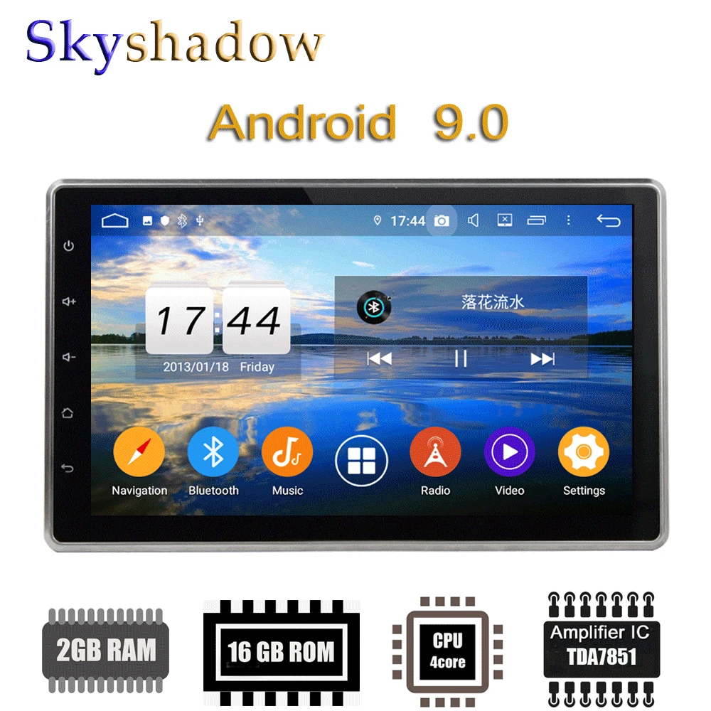 2din 10 1 Android 9 0 For Universal 1024 600 4core 2GB RAM Car DVD