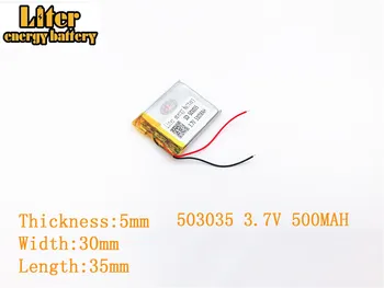 

1Pcs 3.7V 500mAh Lithium Polymer Battery 3 7V Volt 503035 Li po ion Lipo Rechargeable Batteries for DVD GPS Navigation