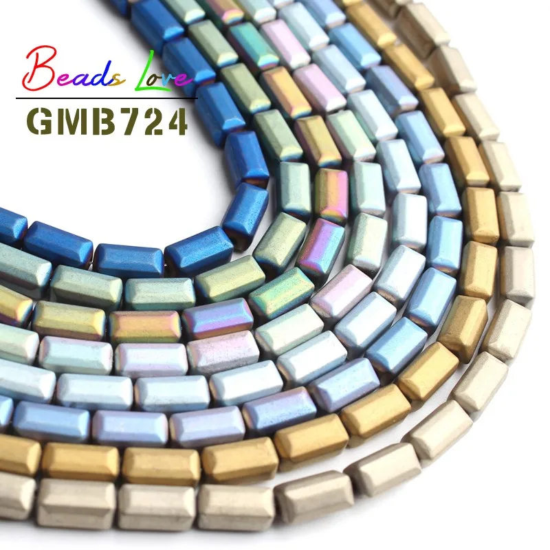 

High Quality Column Shape Matte Plated Hematite Stone Loose Spacer Beads for Jewelry Making Diy Bracelet Necklace 4*8mm 15Inches