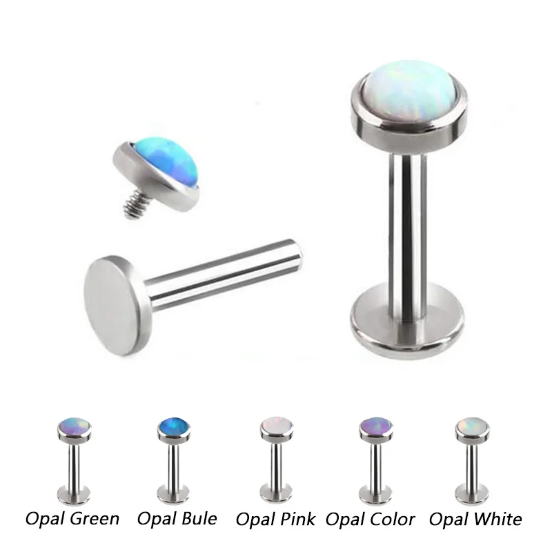 

Surgical Titanium Steel Opal Stone Piercings Nose Nostril Lip Nail Nose spiral Studs Septum Ring Earrings Piercings Body Jewelry