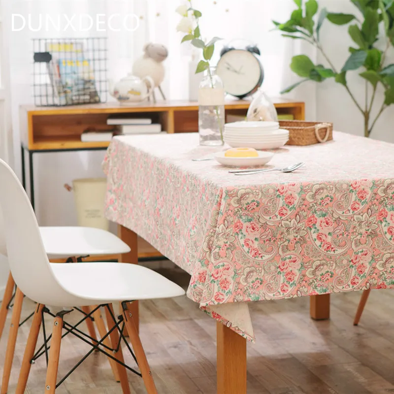 Dunxdeco Tablecloth Cotton Table Cover Fabric Fresh Flora Pink Dunxdeco Tablecloth Cotton Table Cover Fabric Fresh Flora Pink Paisley Canvas Home Party Dinner Des Decoration In Tablecloths From Garden On