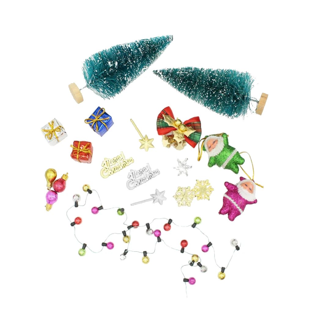1/12 Dollhouse Miniature Christmas Tree Santa Claus ''Merry Christmas'' Letters Board Xmas Party Decoration Set Toys
