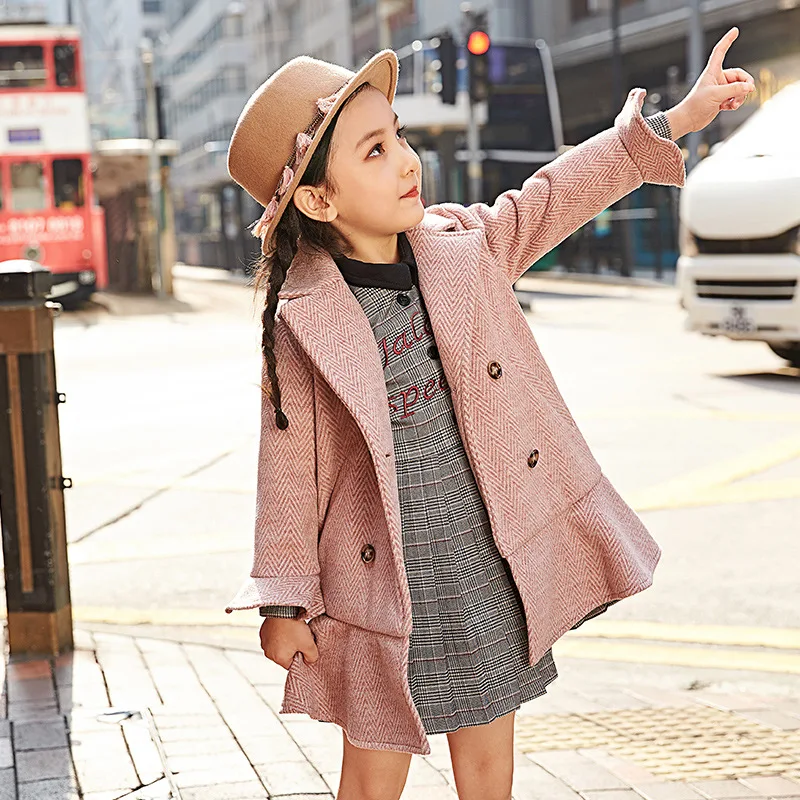 

Girls, woolen coat, long section, new style, children's clothing, baby woolen coat kids coats