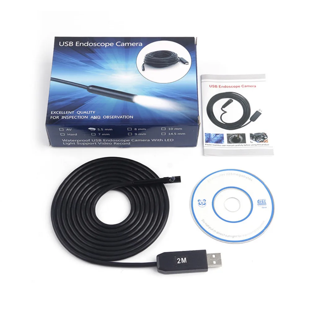 2M/5M/7M/10m 5.5mm Industry Endoscope Camera Mini USB Android 6LED