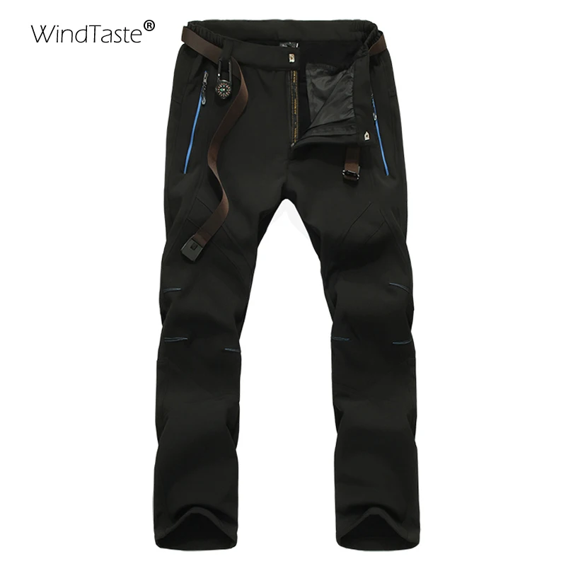 

WindTaste Men's Hiking Pants Winter New Waterproof Outdoor Trekking Camping Skiing Climbing Softshell Fleece Male Trousers KA026
