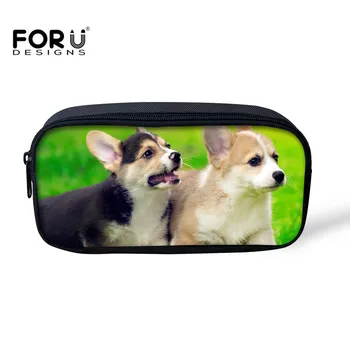 

FORUDESIGNS Dog Cute Pencil Case Boys Girls Cosmetic Bags Multi-function Makeup Bag Travel Storage Box Animals School supplies