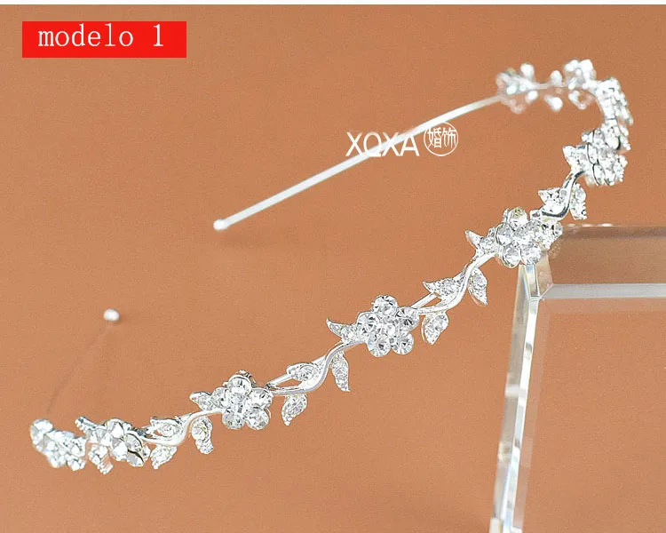 Модная женская обувь со стразами; Cristal Cabeca Bandagem No Cabeca Coroa Tiara De Noiva De Cabelo Acessorios - Окраска металла: modelo 1