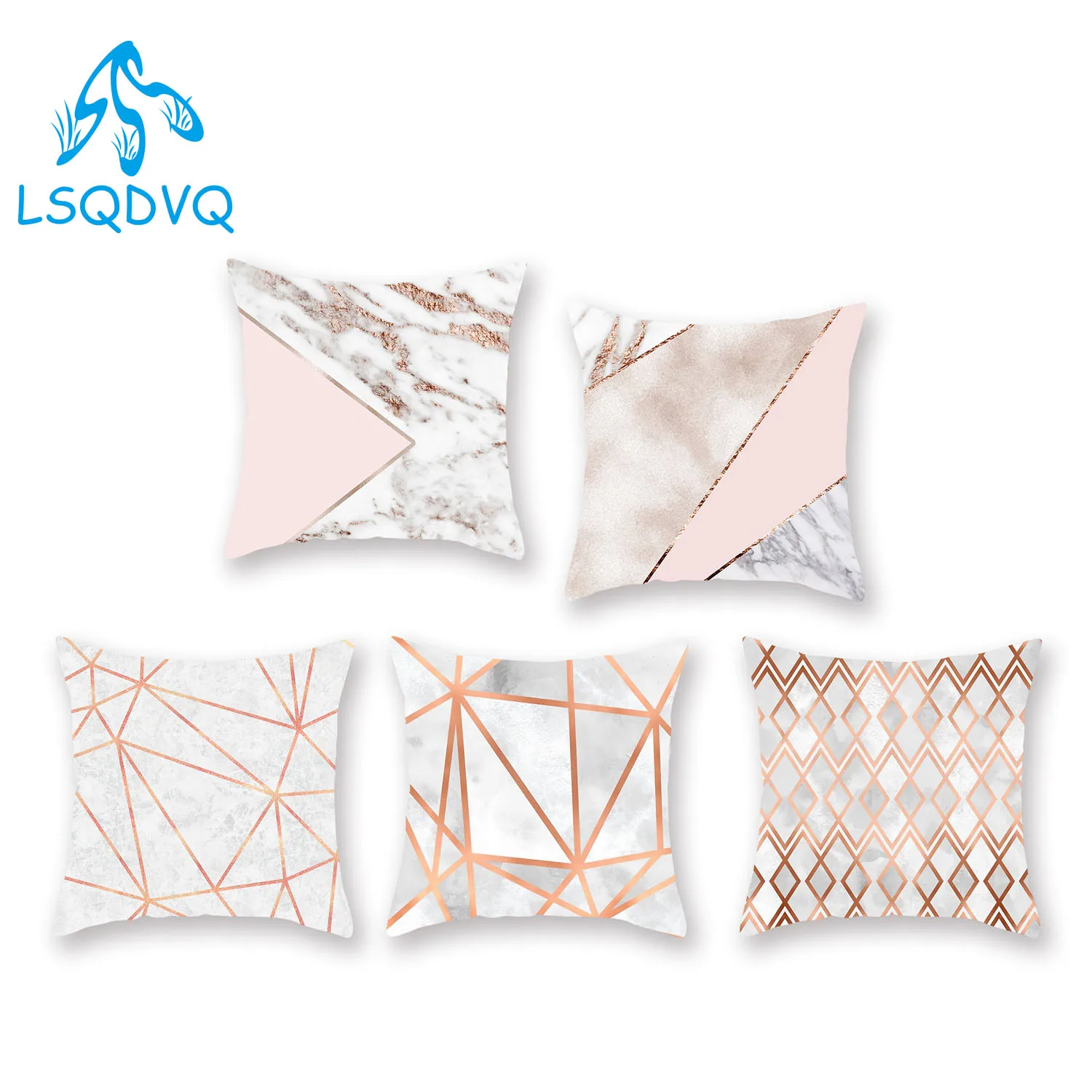 

Diy Custom 100% Polyester Marble Pattern Geometry Throw Pillows Case Cover Sofa Home Car Cushion Cover Decoration for Bedroom
