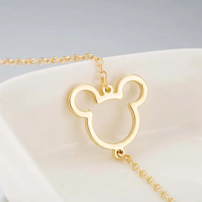 Yiustar Mickey Head Bracelets Cartoon Mouse Bracelets Women Cute Stainless Steel Couple Bracelet for Girls moda mujer 2019 Gifts