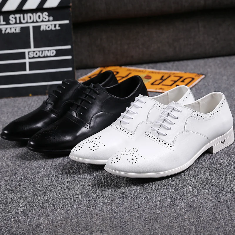 

Italian Designer Carved Leather Shoes Young Man Business Formal Dress Shoes Cowhide Luxury Horse Foot Heel Men Casual Shoes
