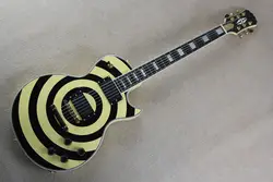Бесплатная доставка гитара Заводская Высочайшее качество L Zakk Wylde черный + желтый электрогитара ЭМГ Доставка 14930