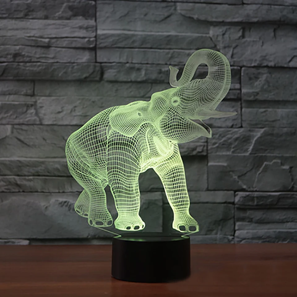 Us 13 82 40 Off 7 Color Changing Usb 3d Led Happy Elephant Bedroom Night Lights Creative Animal Table Lamp Home Decor Baby Sleep Lighting Gifts In