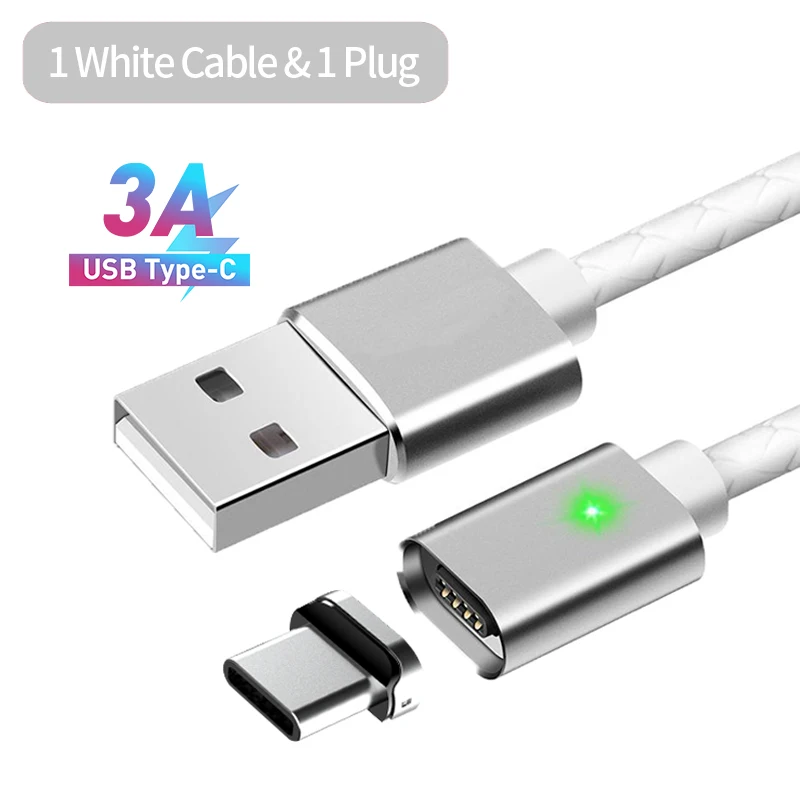 Магнитный кабель Micro USB MANTIS 3A для быстрой зарядки iPhone X XS type C, зарядное устройство USB C, магнитный кабель для телефона samsung Xiaomi - Цвет: 1M White 1 Type C