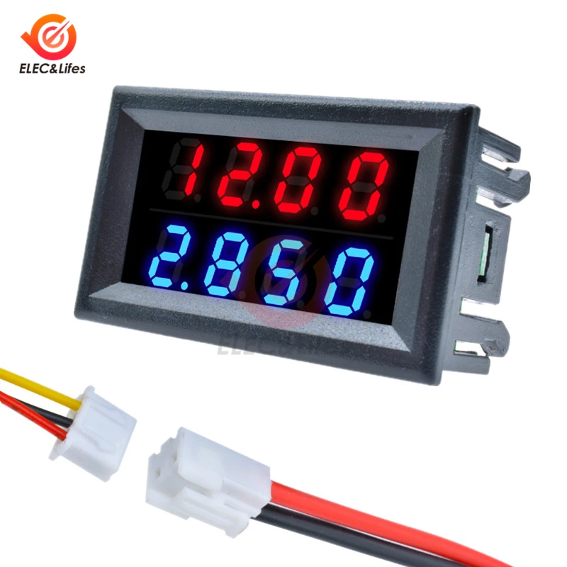 

Mini Digital Voltmeter Ammeter DC 200V 100V 10A 4-Bit 5 Wires Precision Voltage Current Meter Test Power Supply Dual LED Display
