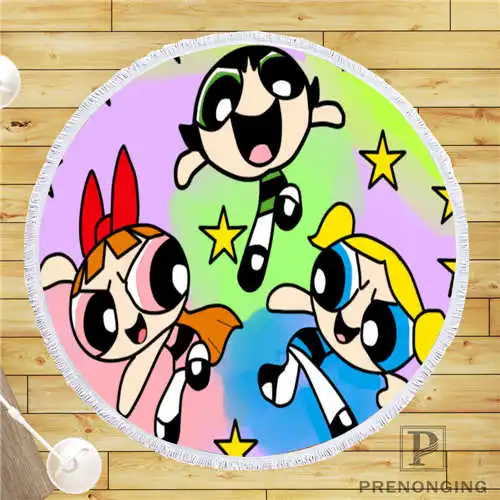 На заказ DIY из микрофибры по индивидуальному заказу ткань cartoons_powerpuff_girl @ круглый пляжный коврик полотенце напечатано по требованию 150 см