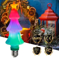 2 шт E27 светодиодные фонари для рождества E26 Светодиодный лампа мерцающего лампа в стиле огня украшения 220 V цветная светодиодная лампа пламя