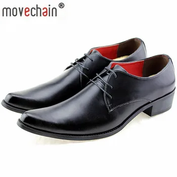 

Movechain Hot Luxury Brand Designer Men's Genuine Leather Pointed Toe Dress Shoes Mens Casual Brogue Shoes Man Wedding Flats