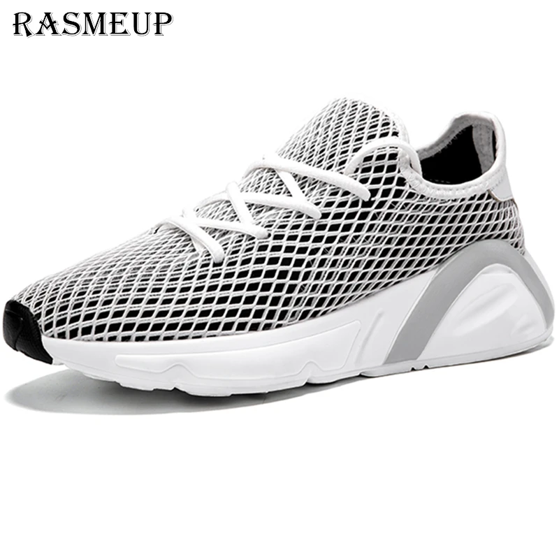 

RASMEUP 2019 Women&Men Fashion Mesh Round Toe Cross Straps Flat Sport Walking Running Shoes Breathable Casual Shoes Hot
