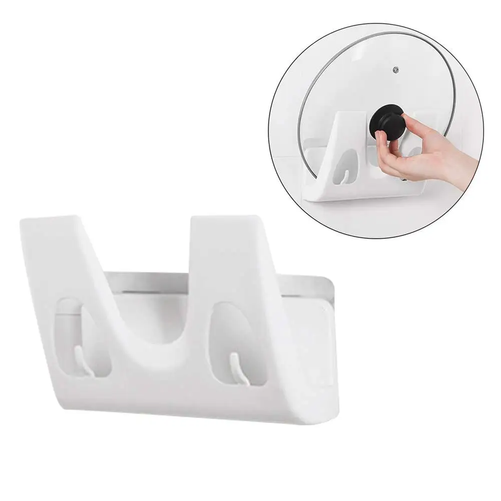 

Plastic Wall Mounted Sucker Pot Lid Organizer Rack Punch-Free Pan Cover Storage Holders Shelf Kitchen Storage Organization