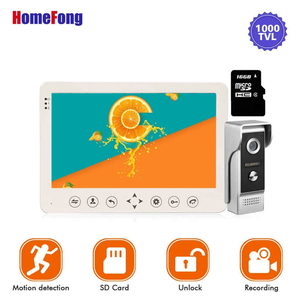 

Homefong Wired Video Door Phone 7'' TFT LCD Waterproof Touch Key Night Vision Home Electric Unlock Function Door Video Intercom