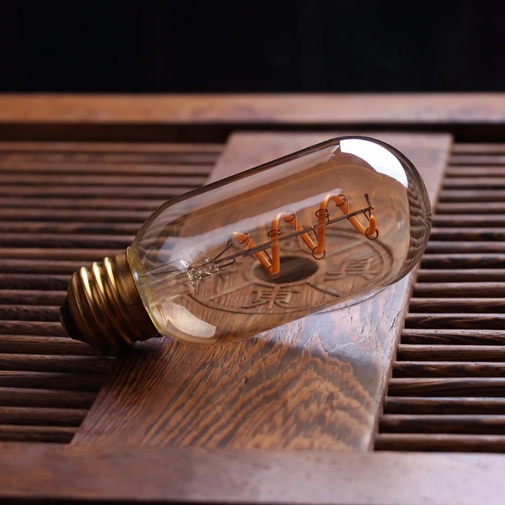 Светодиодный светильник с регулируемой яркостью в стиле ретро, лампа Эдисона E27 220 В 3 Вт, Золотая спиральная нить ST64 A19, светодиодный светильник, винтажный декоративный светодиодный светильник накаливания