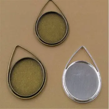 

20pcs Water Drop Shape Bezel Setting Cabochon Base Setting 12mm Cameo Base Tray Pendant Blanks Bezel Tray