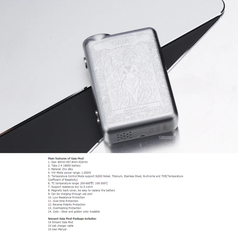 Smoant Gaia 200W Elegant TC Box Mod 8
