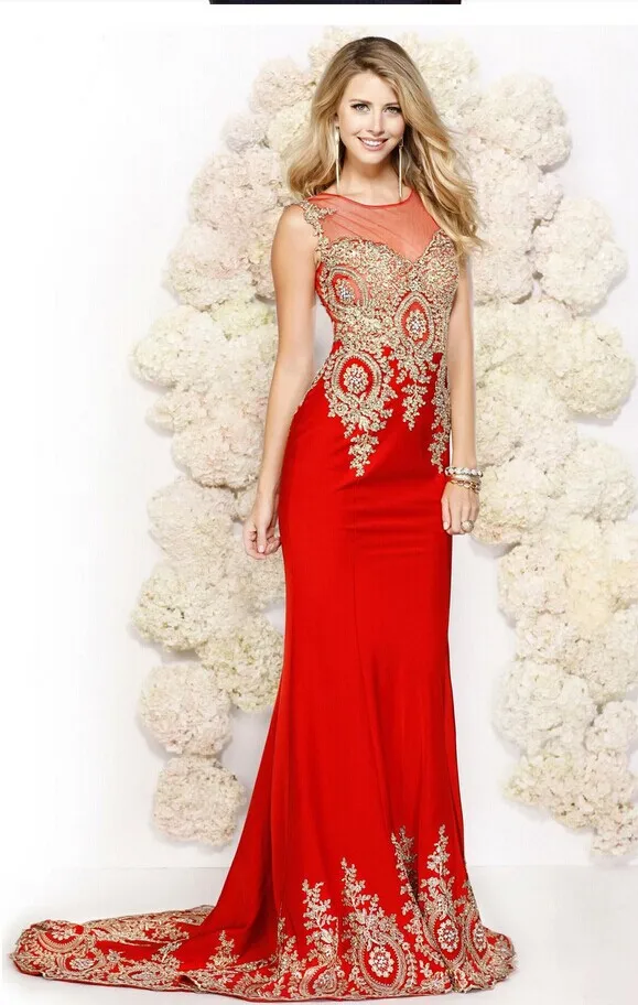 Aliexpress.com : Buy Luxury Red Mermaid Evening Dresses ...