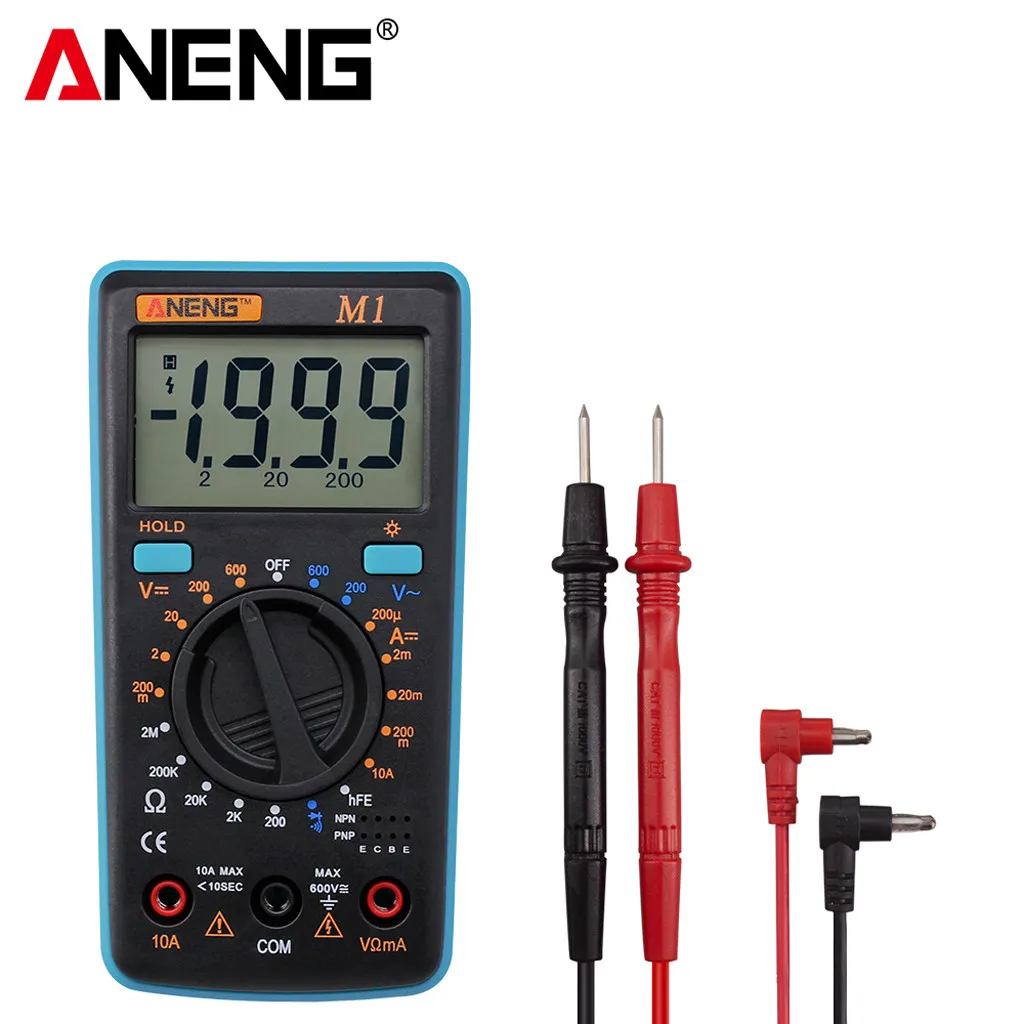 

Handheld Mini Multimeter LCD Digital Multimetro For Volt Amp Ohm Tester Meter Voltmeter Ammeter Overload Protection With Probe