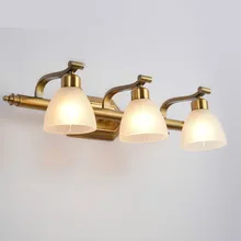 Lámpara de pared de cristal de hierro clásica europea luz LED para espejo para gabinete de baño dormitorio lámpara impermeable E14 * 2/3/4 cabezas 1116